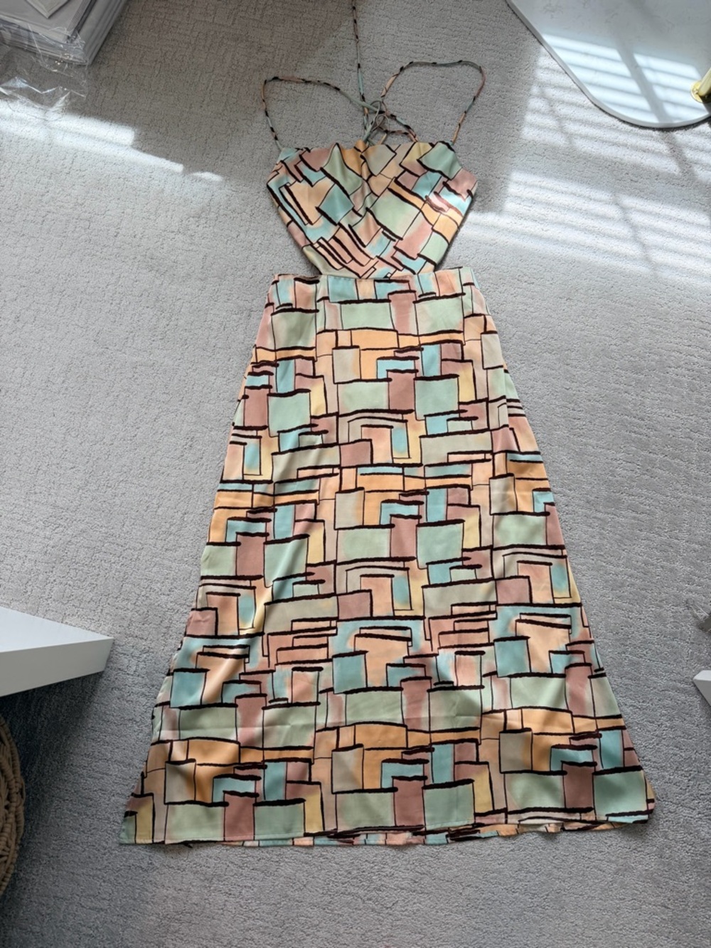 12th Tribe Pastel Geometric Maxi Dress - Mint, Peach & Blush - never worn